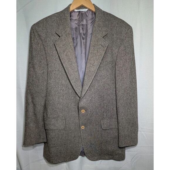Lands End Donegal Tweed Light Brown Taupe Blazer Sport Coat Jacket Mens 44R - Picture 1 of 10